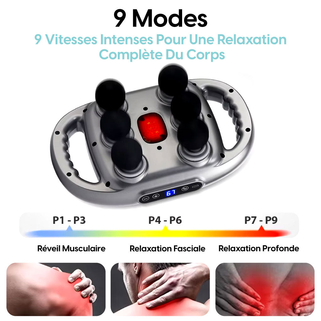 Pistolet De Massage Par Vibration à 6 Têtes : Pour Une Détente Sur-mesure