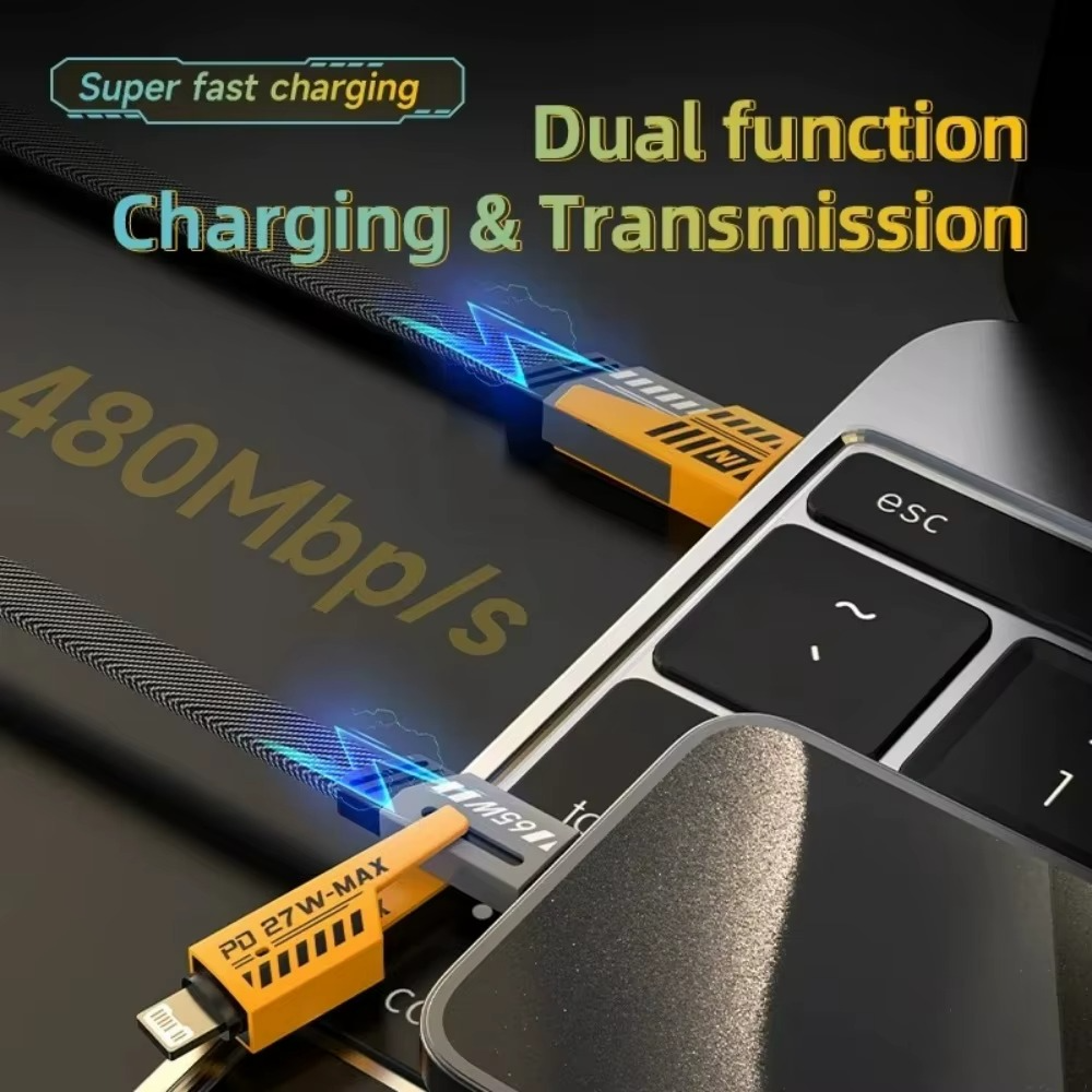 Câble Multi-USB 4-en-1 avec Porte-Clés – Charge Rapide PD 65W - Image 4