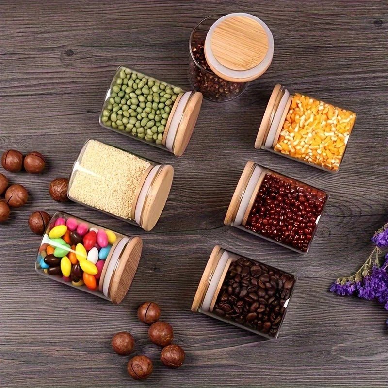 Set de 8 Pots à Épices en Verre avec Support Rotatif en Bambou – Élégant, Compact et Pratique - Image 6