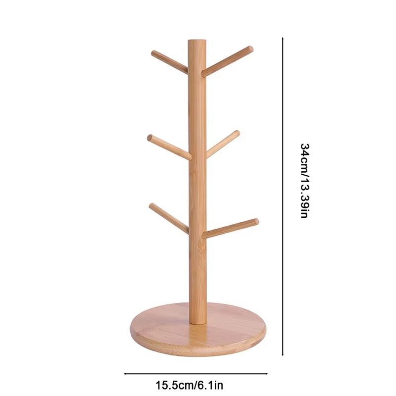 Support en bois pour tasses – Design arbre avec 6 crochets