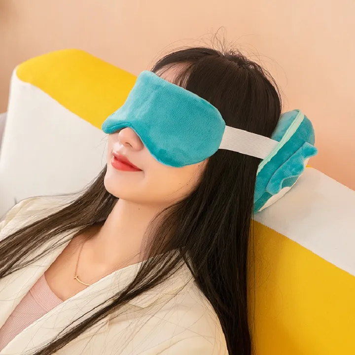 Oreiller Relaxant 2-en-1 avec Masque de Sommeil