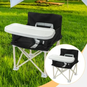 Chaise Haute Bébé Pliante avec Tablette et Espace de Rangement
